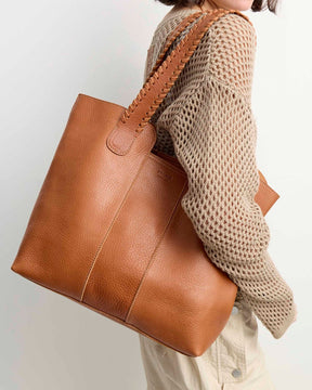 Shopper El Trenzado en piel vegetal lisa