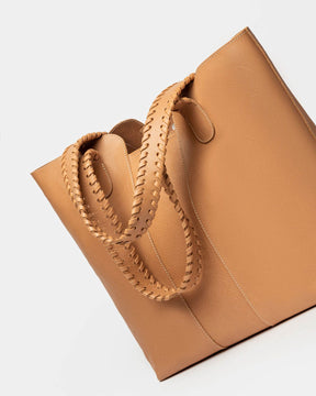 Shopper El Trenzado en piel vegetal lisa