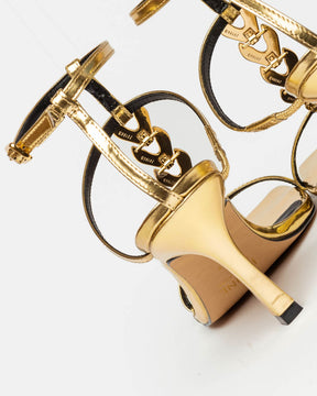 Sandalias altas Goldie en piel metalizada